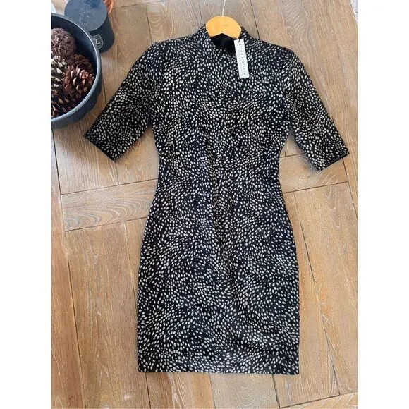 NWT Alice + Olivia Inka Strong-Shoulder Mockneck Dress Size 2 - Picture 8 of 12